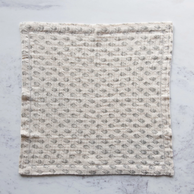 Square Cotton Napkins w/ Floral Pattern-Charcoal & Cream | Textiles | Sunday Night Dinner |  | 