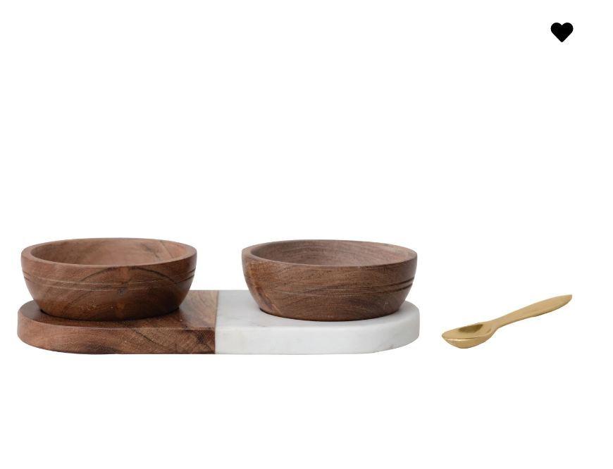 Acacia Wood & Marble  - Bowls and Brass Spoon | Kitchen | Sunday Night Dinner |  | 