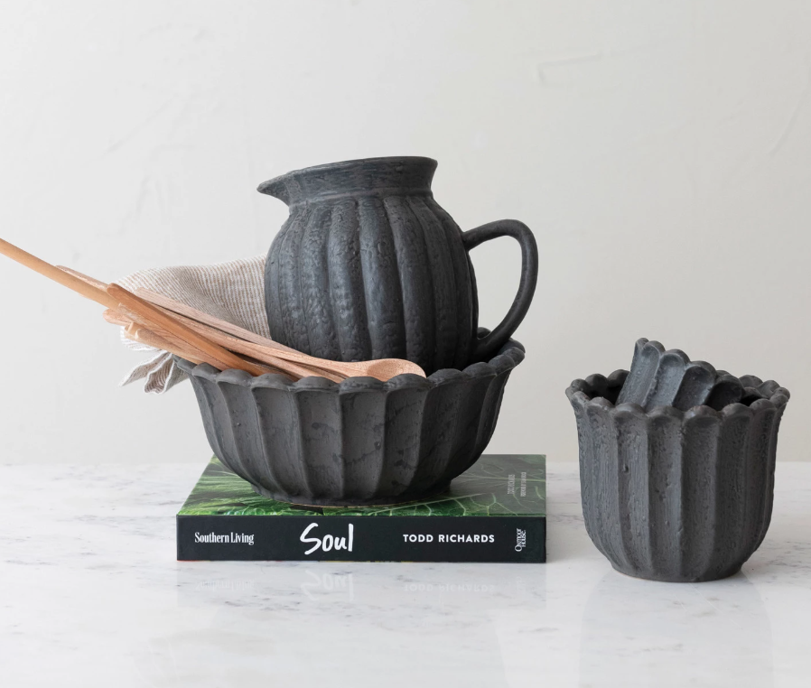 Stoneware Flower Shaped Bowl -  Black | Serveware | Sunday Night Dinner |  | 