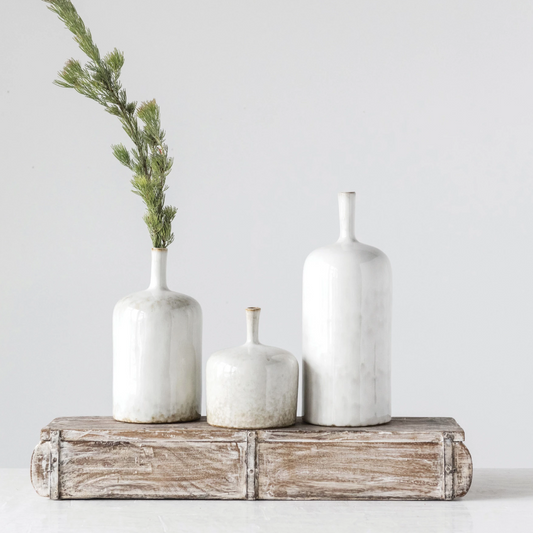 Stoneware Vase with Reactive Glaze | white - Small | Containers | Sunday Night Dinner