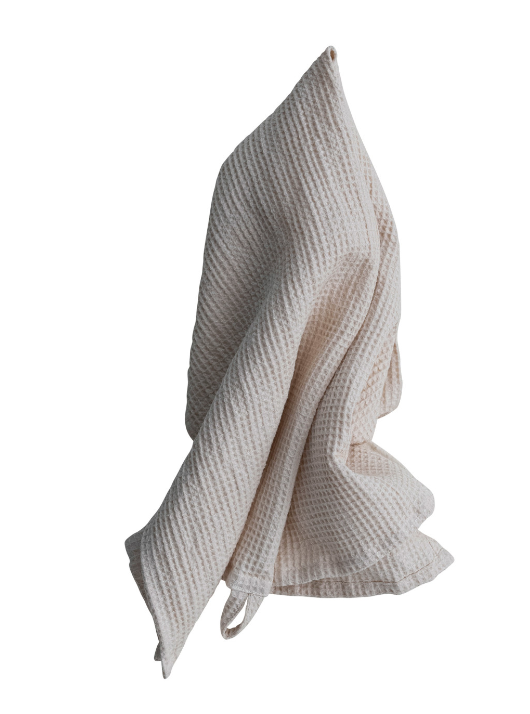 Oversized Woven Lien + Cotton Waffle Tea Towel - Ivory | Textiles | Sunday Night Dinner |  | 