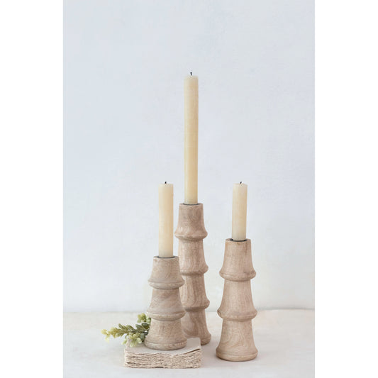 Hand-Carved Mango Wood Taper Holder | Candle Holders | Sunday Night Dinner |  | 